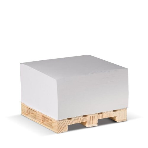 DeBle palletblok 10x10x5cm LT91739 papierkubus wit papier houten pallet B2B relatiegeschenk
