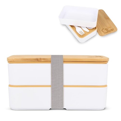 DéBlé Bento lunchbox R-PP & bamboe LT90455 bedrukt met logo
