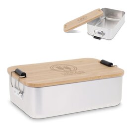 aluminium lunchbox met bamboe deksel LT90456 DeBle duurzaam B2B relatiegeschenk