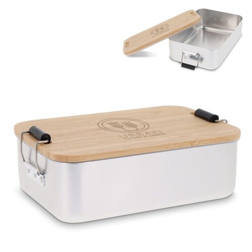 aluminium lunchbox met bamboe deksel LT90456 DeBle duurzaam B2B relatiegeschenk