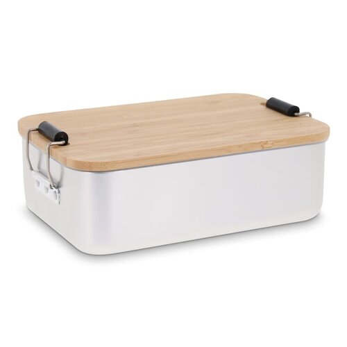 aluminium lunchbox met bamboe deksel LT90456 DeBle duurzaam B2B relatiegeschenk