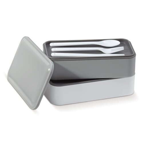 DeBle Bento lunchbox met bestek 1250 ml LT91107 bedrukt met logo voor meal-prep en dagelijks gebruik