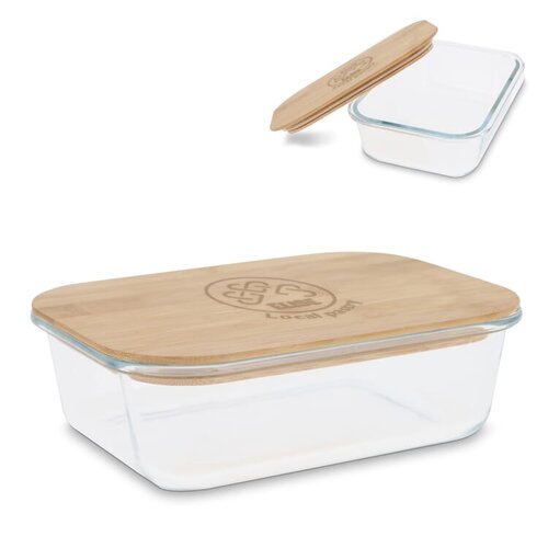DeBle glazen lunchbox met bamboe deksel LT90457 bedrukt of gegraveerd met logo
