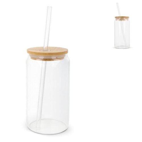 DeBle glas met bamboe deksel 450 ml LT98320 duurzaam glas met bamboe deksel