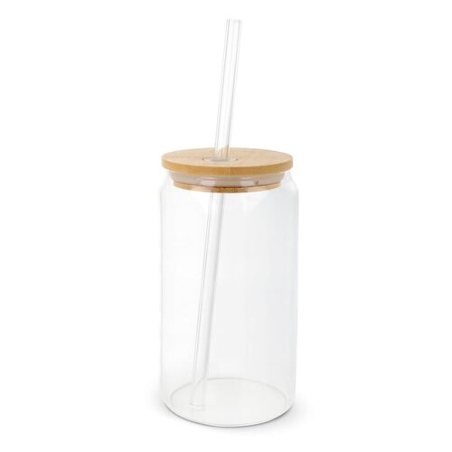 DeBle glas met bamboe deksel 450 ml LT98320 duurzaam glas met bamboe deksel