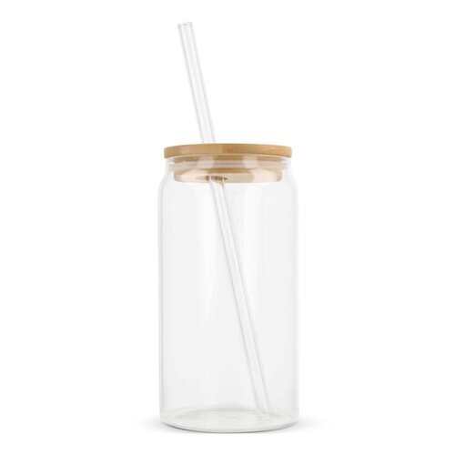 DeBle glas met bamboe deksel 450 ml LT98320 duurzaam glas met bamboe deksel