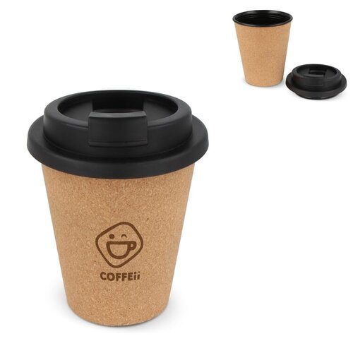 DeBle duurzame koffiebeker R-PP kurk 350 ml LT98869 met logo personalisatie