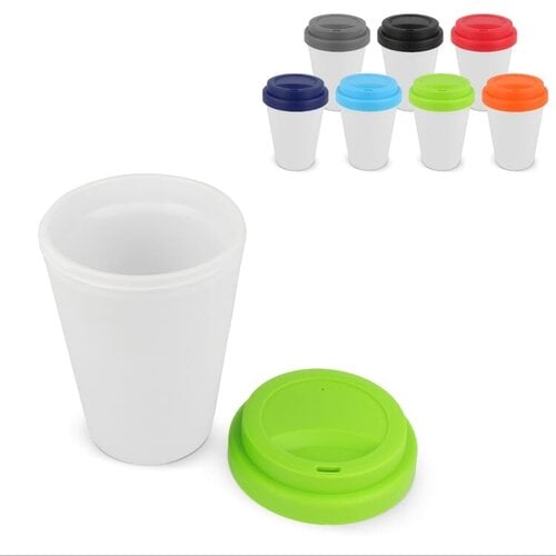DeBle RPP koffiebeker wit 250 ml LT98867 duurzame koffiebeker met logo