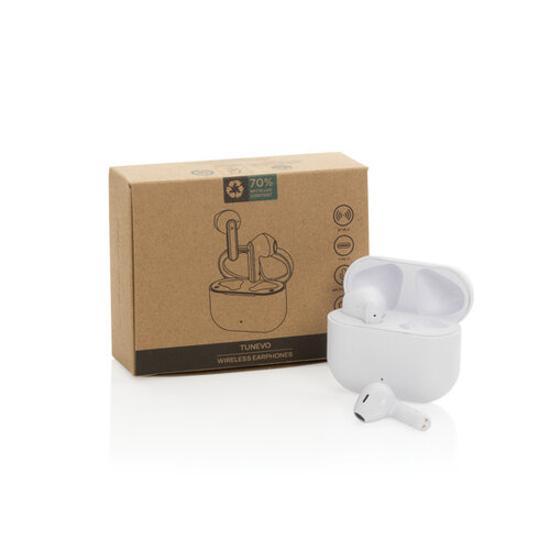 Tunevo RCS gerecyclede draadloze oordopjes met magnetische laadcase bedrukken met logo