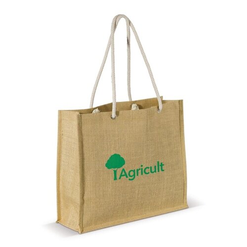 DeBle schoudertas jute LT91322 bedrukte tas