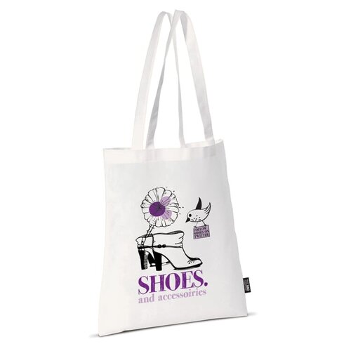 DeBle witte non woven schoudertas bedrukt met logo