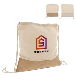 DeBle jute trekkoord rugzak bedrukt met logo