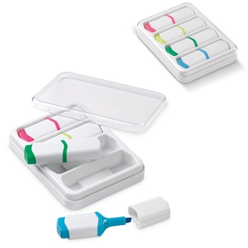 DeBle mini tekstmarkers set van 4 LT81294 met logo bedrukking