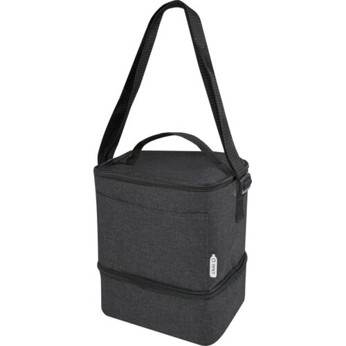 Tundra RPET lunchkoeltas 120615 van gerecycled polyester met twee geïsoleerde vakken en voorvak bedrukken met logo