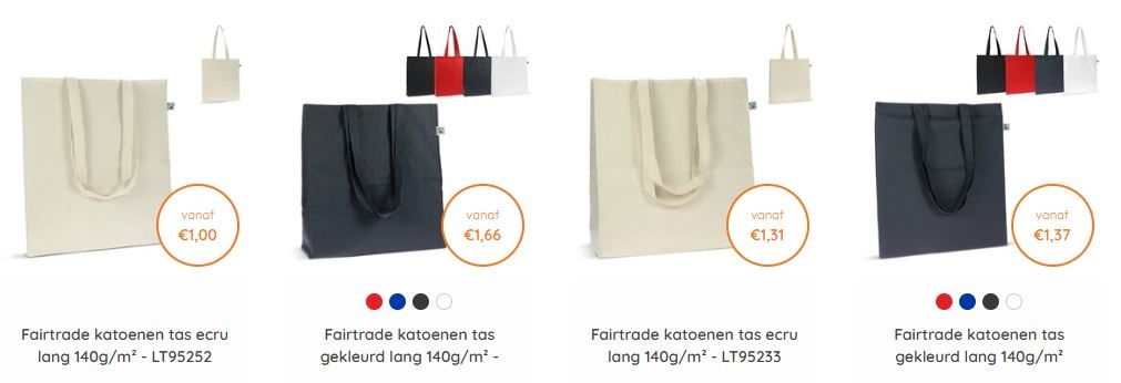 Bedrukte Fairtrade boodschappentas met logo voor bedrijven geleverd door DeBle