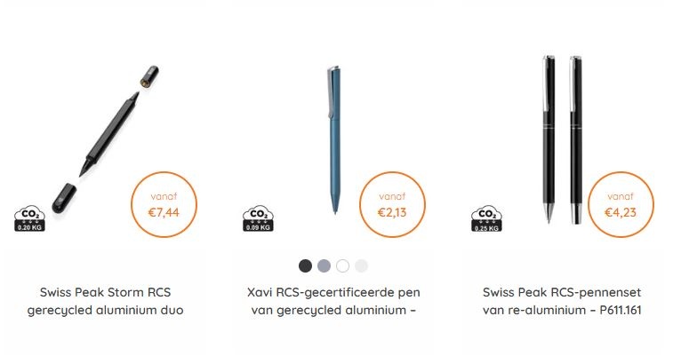 Eco-schrijfartikelen met logo