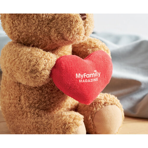 Pluche teddybeer met hart 23cm MO2949 bedrukken met logo DeBle