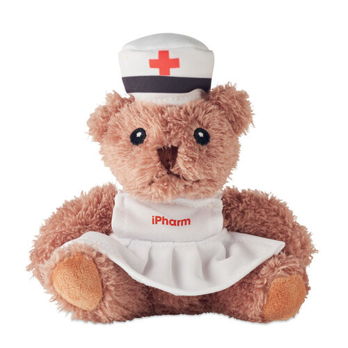 Pluche teddybeer verpleegster MO2839 bedrukken met logo DeBle