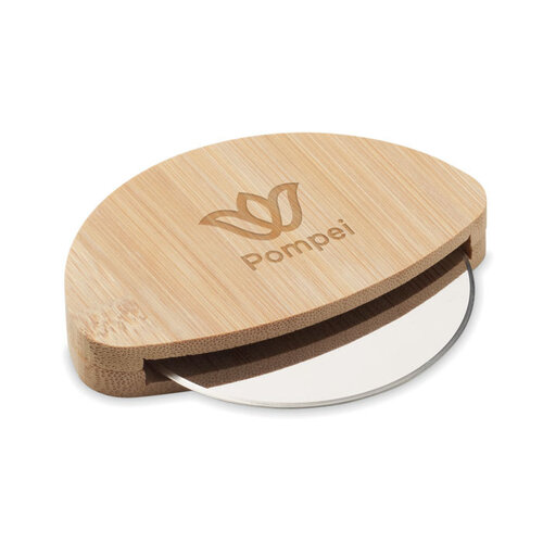 Ronde bamboe pizzasnijder MO2913 bedrukken met logo DeBle