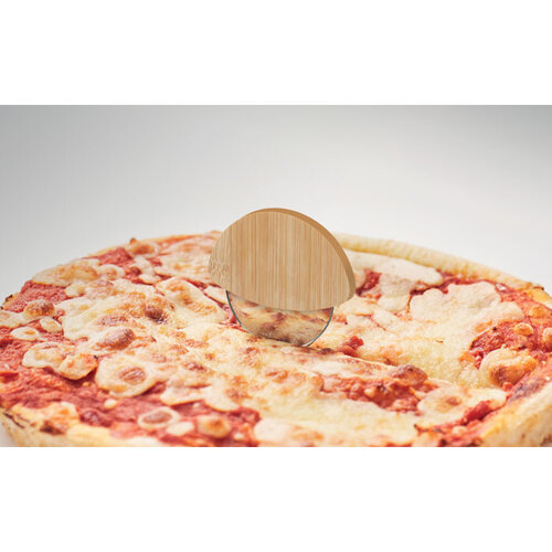 Ronde bamboe pizzasnijder MO2913 bedrukken met logo DeBle