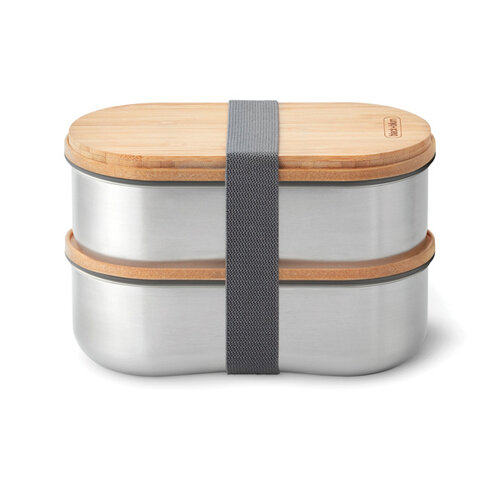 Black+Blum Stainless Steel Dubbele Bento Box P439.2002 bedrukken met logo DeBle