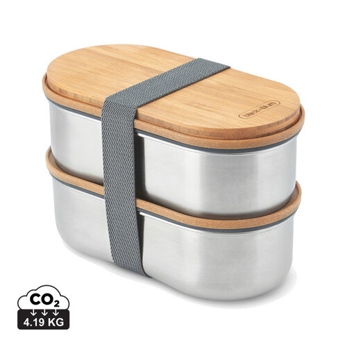 Black+Blum Stainless Steel Dubbele Bento Box P439.2002 bedrukken met logo DeBle