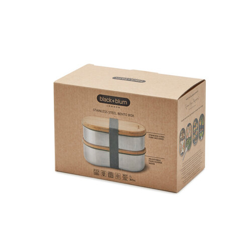 Black+Blum Stainless Steel Dubbele Bento Box P439.2002 bedrukken met logo DeBle