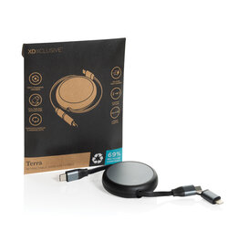 DeBle Terra recycled aluminum 240W uittrekbare laadkabel P3027701 bedrukken met logo