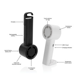 DeBle Twist RCS herlaadbare draagbare ventilator P45707 bedrukken met logo
