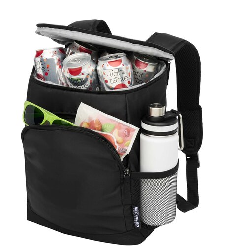 GRS gerecyclede koelrugzak 16 liter Chillpack met PEVA-isolatie en ruimte voor 18 blikjes, bedrukt met logo