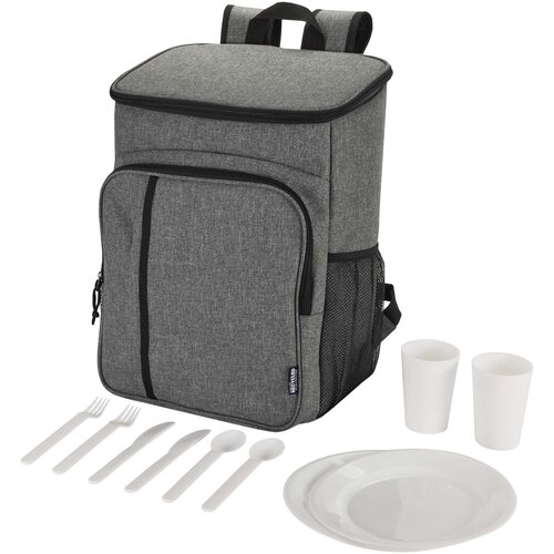 DeBle Tundra GRS gerecycleerde picknick koelrugzak 20L met bestekset bedrukt met logo