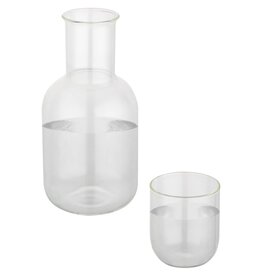 DeBle Amelie glazen karaf- en bekerset van borosilicaatglas gegraveerd met logo