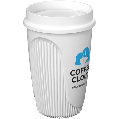 DeBle Alto POP beker 350 ml met 360° deksel van Prevented Ocean Plastic bedrukt met logo