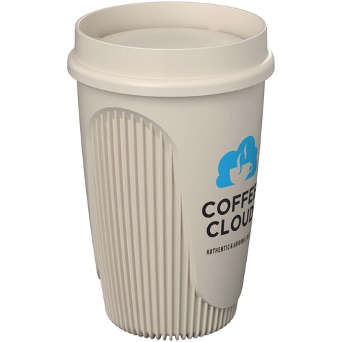 DeBle Alto POP beker 350 ml met 360° deksel van Prevented Ocean Plastic bedrukt met logo