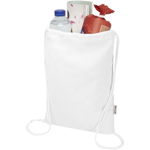 Peru Blend GRS gerecycleerde katoenen trekkoordtas 5L bedrukken met logo DeBle