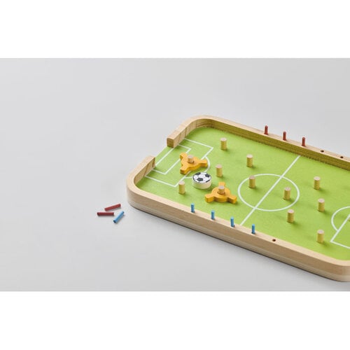 Houten voetbalspel bedrukken met logo DeBle