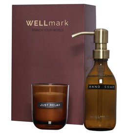 Wellmark Discovery set handzeepdispenser en geurkaars bedrukken met logo DeBle