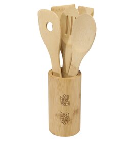 Tala bamboe keukengereiset met spatels en houder graveren met logo DéBlé