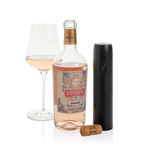 Matzwarte Vino elektrische wijnopener P911.4201 bedrukt met logo