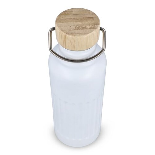 DeBle Gerecycled RVS Thermosfles met Bamboe Dop 500 ml LT98699 bedrukken met logo