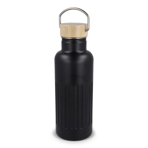 DeBle Gerecycled RVS Thermosfles met Bamboe Dop 500 ml LT98699 bedrukken met logo