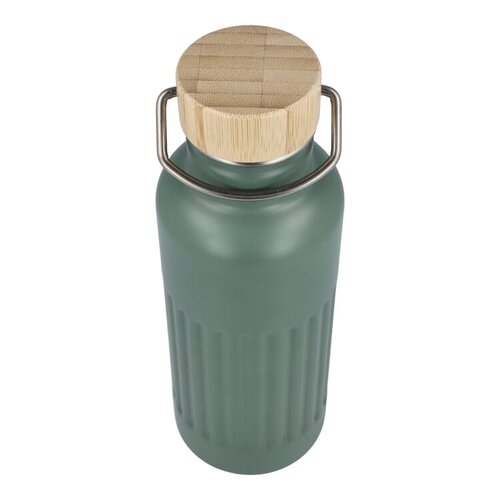 DeBle Gerecycled RVS Thermosfles met Bamboe Dop 500 ml LT98699 bedrukken met logo