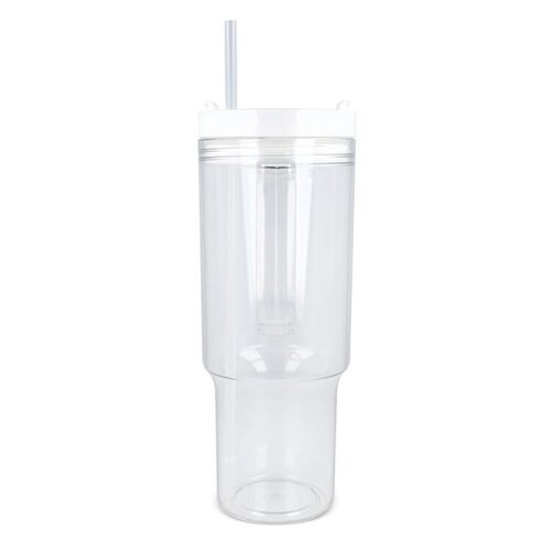 DeBle XL beker 1.2L met rietje bedrukken transparant R-PET Miami LT98695