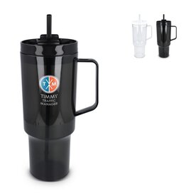DeBle XL beker 1.2L met rietje bedrukken transparant R-PET Miami LT98695