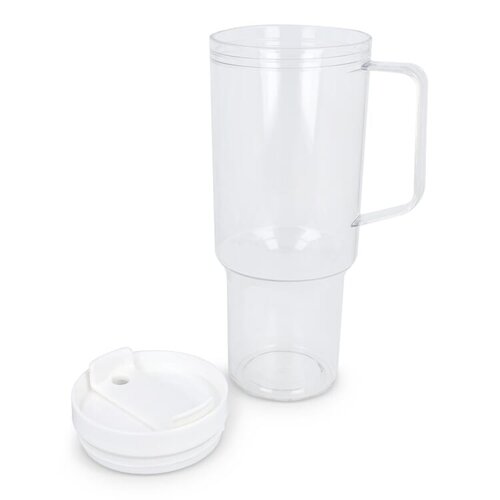DeBle XL beker 1.2L met rietje bedrukken transparant R-PET Miami LT98695