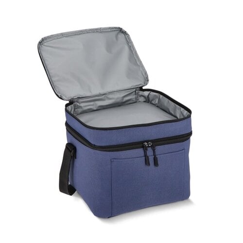 Koeltas 15 liter LT95389 van 600D rPET met twee geïsoleerde vakken en verstelbare schouderriem bedrukken met logo