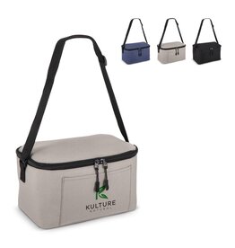 Koeltas 5 liter LT95388 van 600D gerecycled rPET met PEVA-isolatie, voorvak en verstelbare schouderriem bedrukken met logo