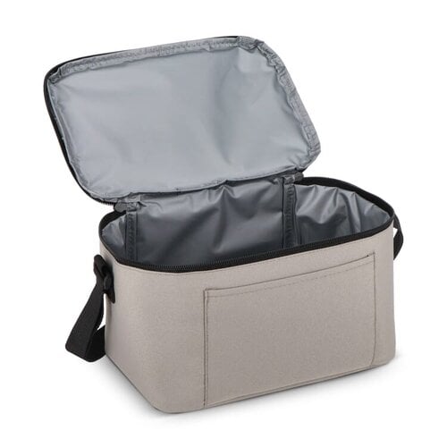 Koeltas 5 liter LT95388 van 600D gerecycled rPET met PEVA-isolatie, voorvak en verstelbare schouderriem bedrukken met logo