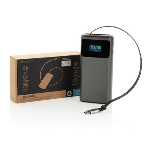 Quantum RCS ultra-fast PD45W 10.000mAh powerbank met TFT kleurenscherm bedrukken met logo