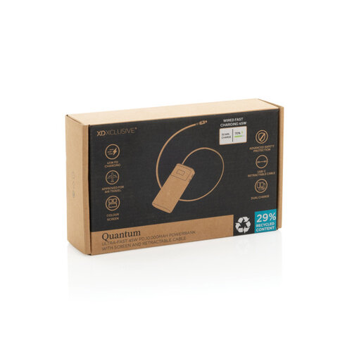 Quantum RCS ultra-fast PD45W 10.000mAh powerbank met TFT kleurenscherm bedrukken met logo